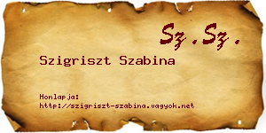 Szigriszt Szabina névjegykártya